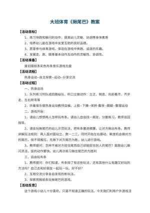 幼儿园大班体育教案《揪尾巴》 包含反思预览