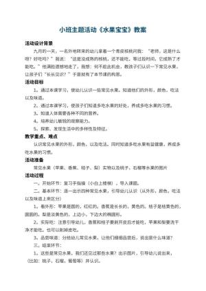 幼儿园小班主题教案活动《水果宝宝》 包含反思预览