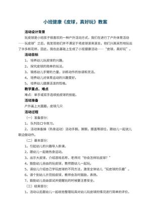 幼儿园小班健康教案《皮球，真好玩》 包含反思预览
