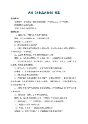 幼儿园大班教案《木制品大集合》