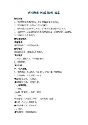 幼儿园大班游戏教案《你追我赶》 包含反思预览