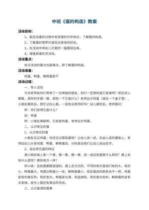 幼儿园中班教案《蛋的构造》 包含反思预览
