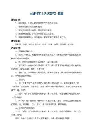 幼儿园大班科学教案《认识空气》 包含反思预览