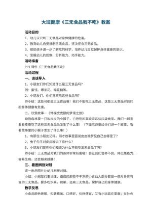 幼儿园大班健康教案《三无食品我不吃》 包含反思预览