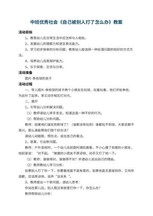 幼儿园中班优秀社会教案《自己被别人打了怎么办》预览