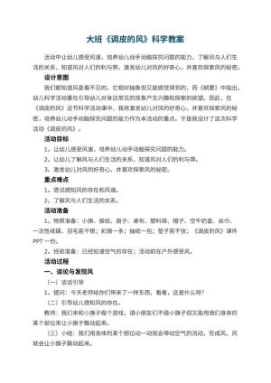 幼儿园大班《调皮的风》科学教案预览