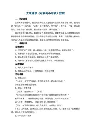 幼儿园大班健康优秀教案《可爱的小布袋》 包含反思