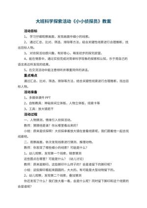 幼儿园大班科学探索活动教案《小小侦探员》 包含反思预览