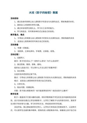 幼儿园大班教案《影子的秘密》 包含反思预览