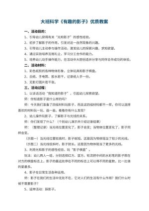 幼儿园大班科学《有趣的影子》优质教案 包含反思预览