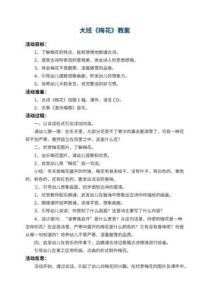 幼儿园大班教案《梅花》 包含反思预览
