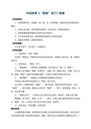 幼儿园中班体育教案《“鳄鱼”来了》 包含反思预览