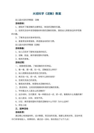 幼儿园大班科学教案《泥鳅》 包含反思预览