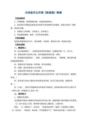 幼儿园大班音乐公开课教案《我是猫》 包含反思