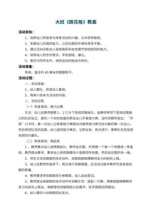 幼儿园大班教案《跳花格》 包含反思预览