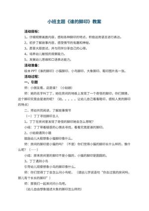 幼儿园小班主题教案《谁的脚印》 包含反思预览