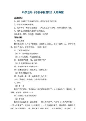 幼儿园科学活动《与影子做游戏》大班教案 包含反思预览