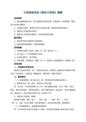 幼儿园小班体能活动《快乐小司机》 包含反思预览