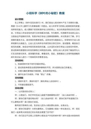 幼儿园小班科学教案《树叶的小秘密》 包含反思预览