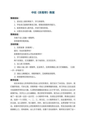 幼儿园中班教案《系鞋带》 包含反思预览