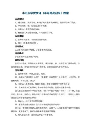 幼儿园小班科学优质课教案《手电筒亮起来》 包含反思预览