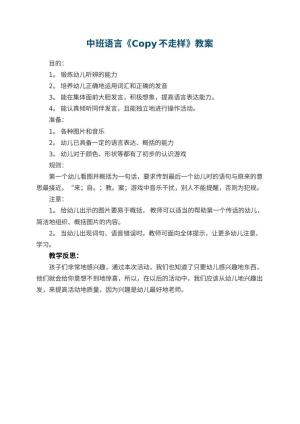 幼儿园中班语言教案《Copy不走样》 包含反思预览