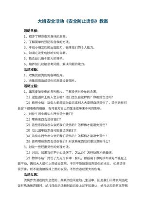 幼儿园大班安全活动《安全防止烫伤》教案 包含反思预览