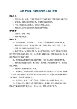幼儿园大班安全课教案《遇到险情怎么办》预览