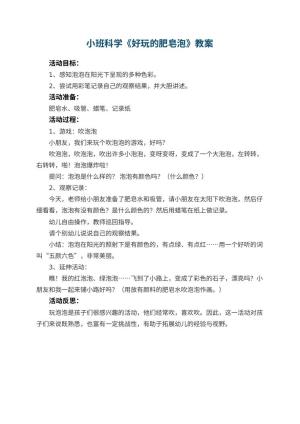 幼儿园小班科学教案《好玩的肥皂泡》 包含反思预览