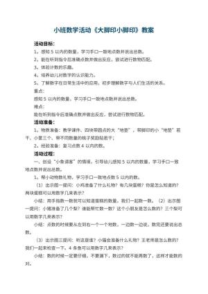幼儿园小班数学活动《大脚印小脚印》教案 包含反思预览