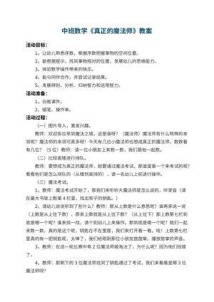 幼儿园中班数学教案《真正的魔法师》 包含反思预览