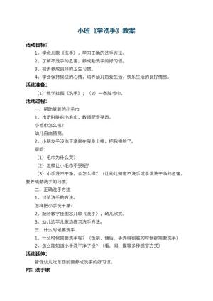 幼儿园小班教案《学洗手》 包含反思预览