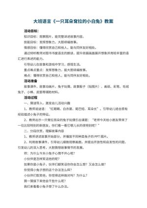 幼儿园教案大班语言《一只耳朵耷拉的小白兔》教案预览