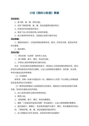 幼儿园小班教案《我的小脸蛋》 包含反思预览