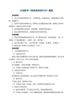 幼儿园大班数学优秀教案《各种各样的尺子》 包含反思