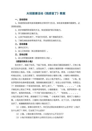幼儿园大班健康活动《我感冒了》教案 包含反思预览