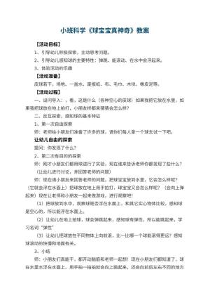 幼儿园小班科学优秀教案《球宝宝真神奇》 包含反思预览