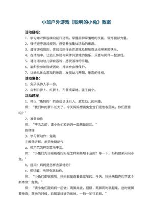 幼儿园小班户外游戏《聪明的小兔》教案 包含反思预览