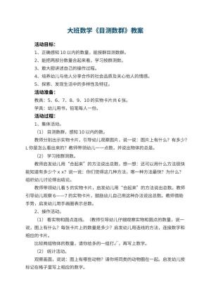 幼儿园大班数学教案《目测数群》 包含反思
