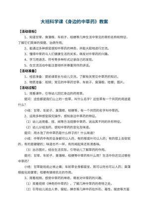 幼儿园大班科学课教案《身边的中草药》 包含反思预览