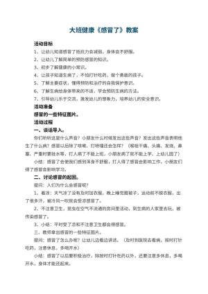 幼儿园大班健康教案《感冒了》 包含反思