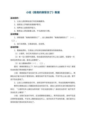 幼儿园小班教案《南南的脚受伤了》预览