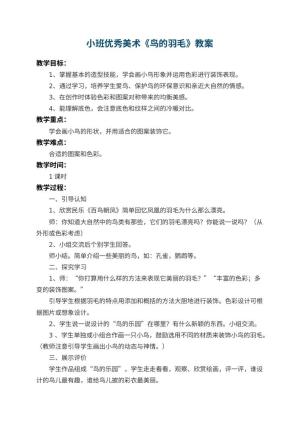 幼儿园小班优秀美术教案《鸟的羽毛》 包含反思