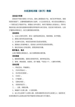 幼儿园大班游戏详案教案《亲子》 包含反思预览