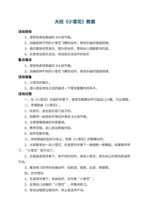 幼儿园大班教案《小雪花》 包含反思