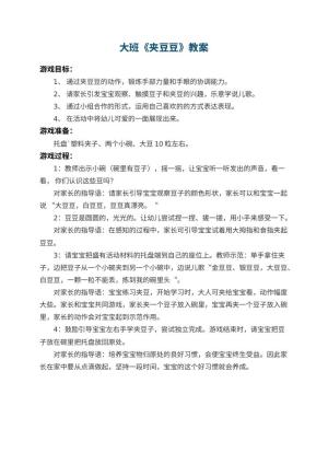 幼儿园大班教案《夹豆豆》