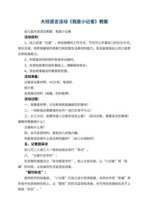 幼儿园大班语言活动教案《我是小记者》 包含反思预览