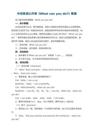 幼儿园中班英语公开课教案《What can you do?》预览