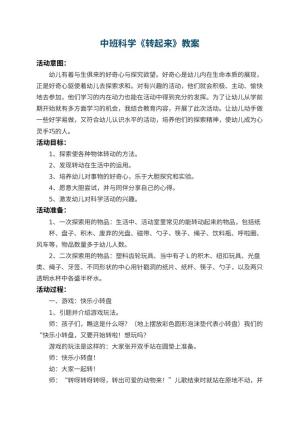 幼儿园中班科学教案《转起来》 包含反思预览