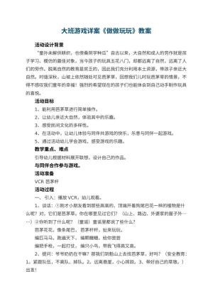 幼儿园大班游戏详案教案《做做玩玩》 包含反思预览